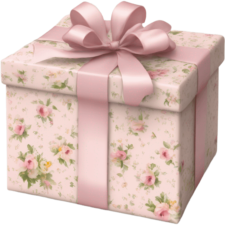 Elegant Rococo pale pink ditsy floral gift box emoji