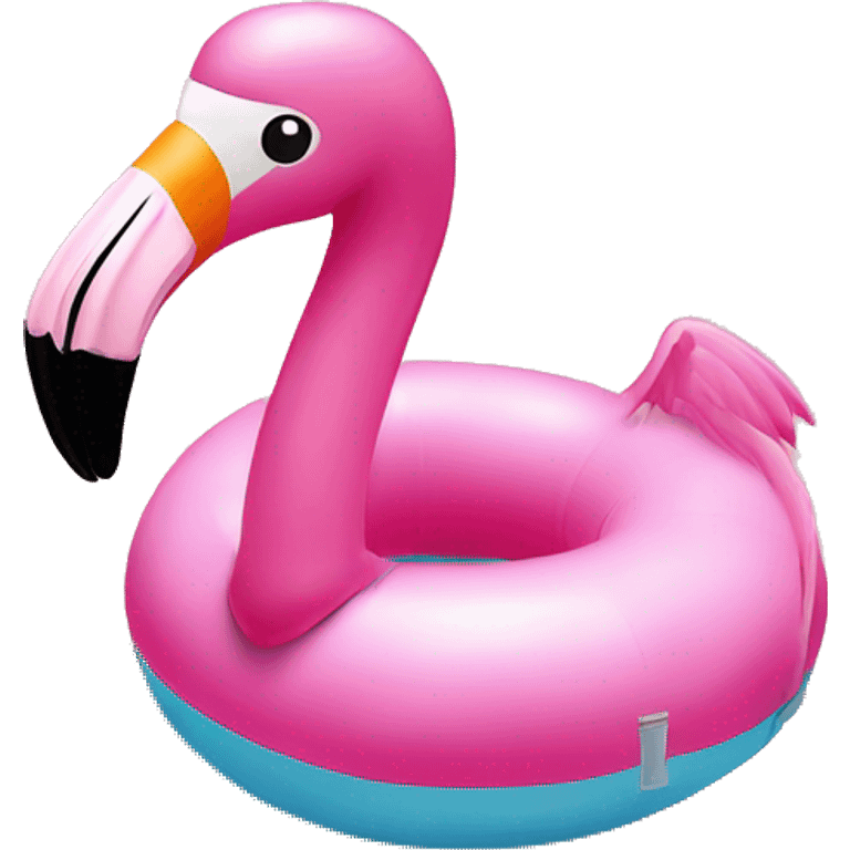 pink flamingo pool floatie in a pool emoji