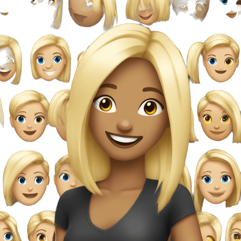 happy friends with stylish flair blond girl with no glasses emoji