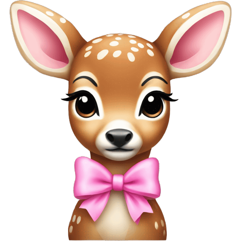 cute baby deer with pink bow  emoji