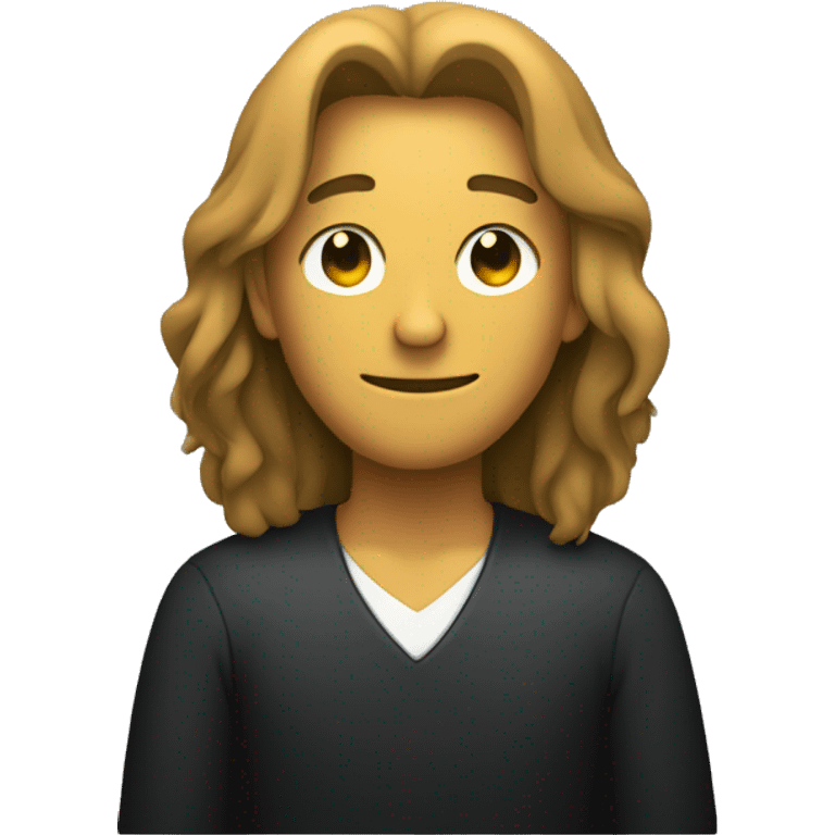 silhouette of a man sitting with long hair facing the viewer emoji