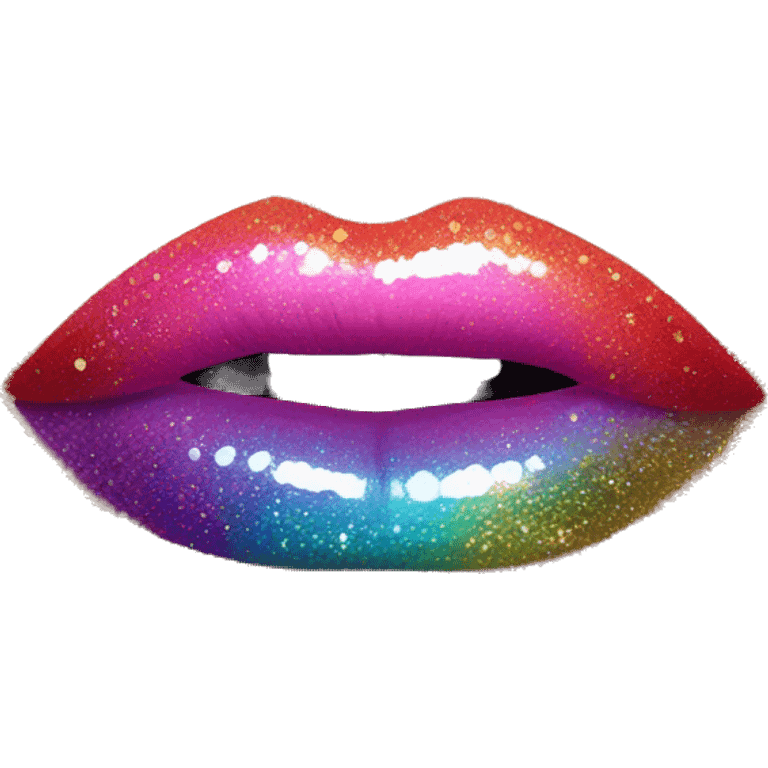 Rainbow ombre lip gloss with a lot of glitter emoji