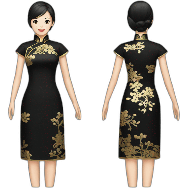 Black cheongsam with gold pattern emoji