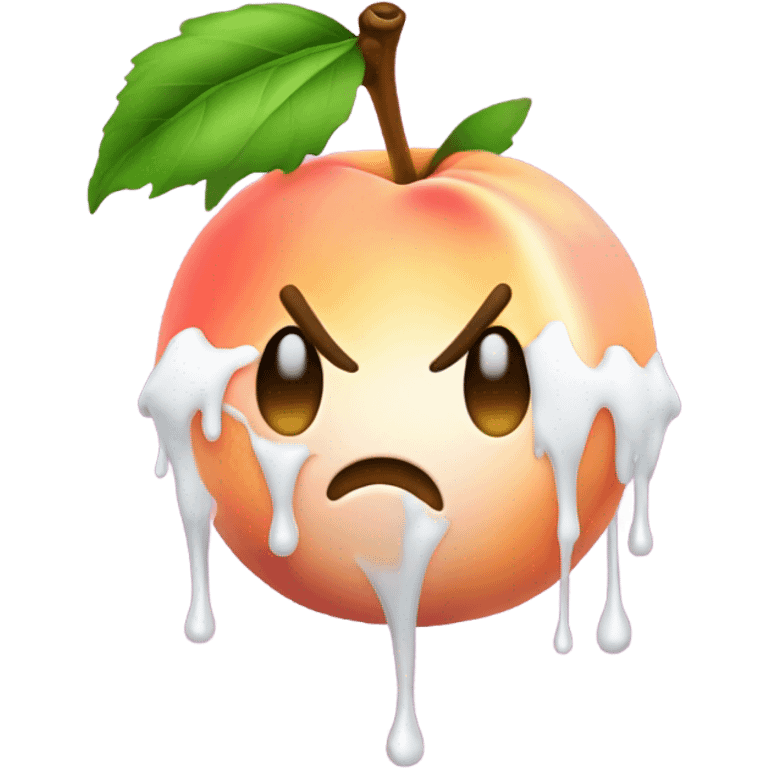 Peach dripping white towards the middle to the end emoji