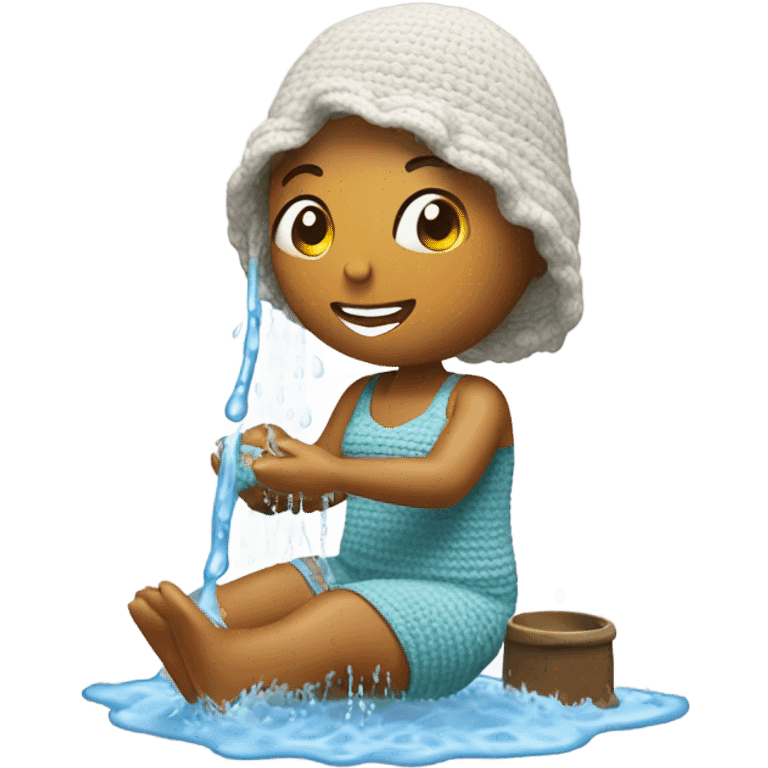 Woman crocheting in the shower emoji