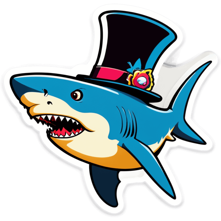 Shark with a top hat emoji