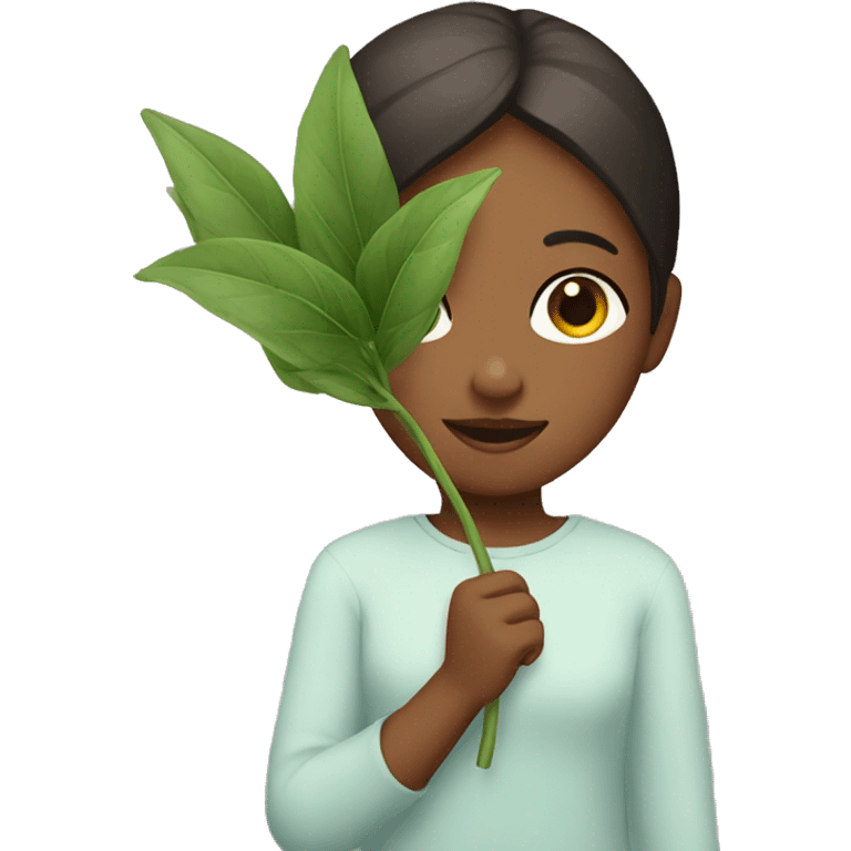 Girl with plant in hands emoji