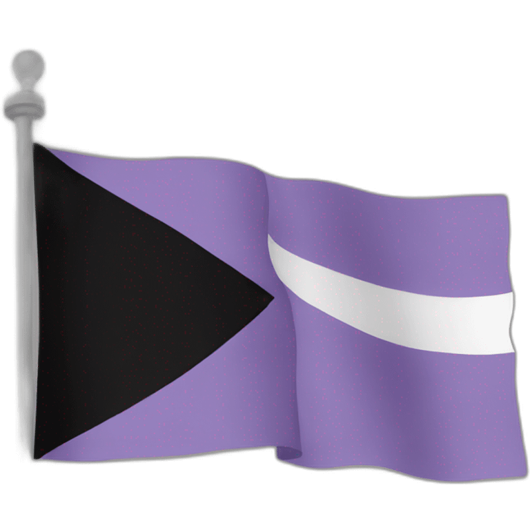 A flag with black at the top, grey next, white, then lavender emoji