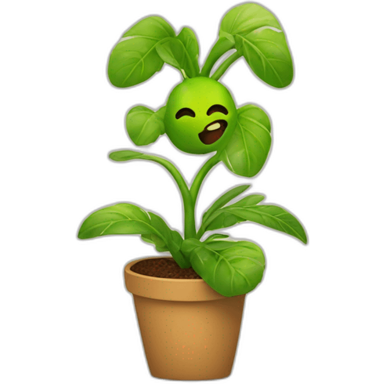 cute plant listening to music, she’s very happy emoji