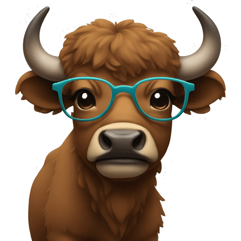 cute bison in glasses emoji