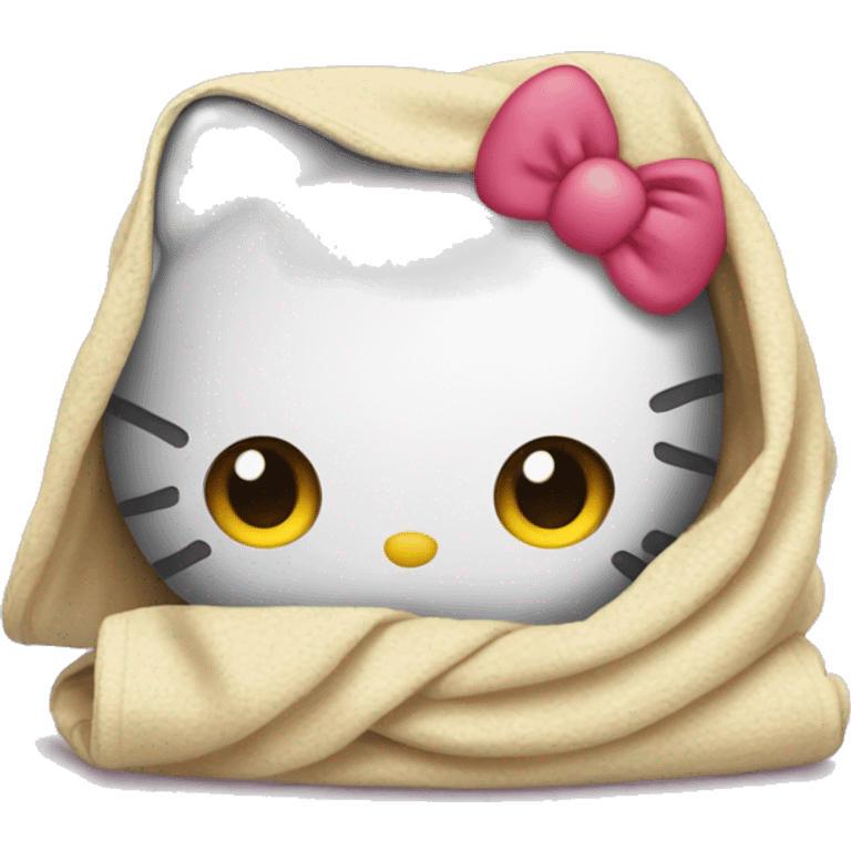 Hello kitty covered with a blanket and her head out emoji