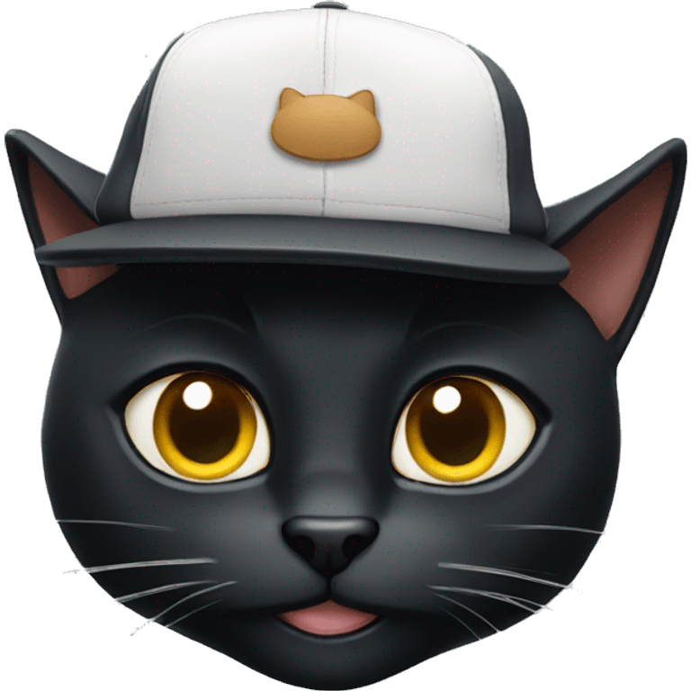 black cat with a cap emoji