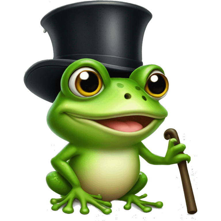 Frog with a top hat and a cane  emoji