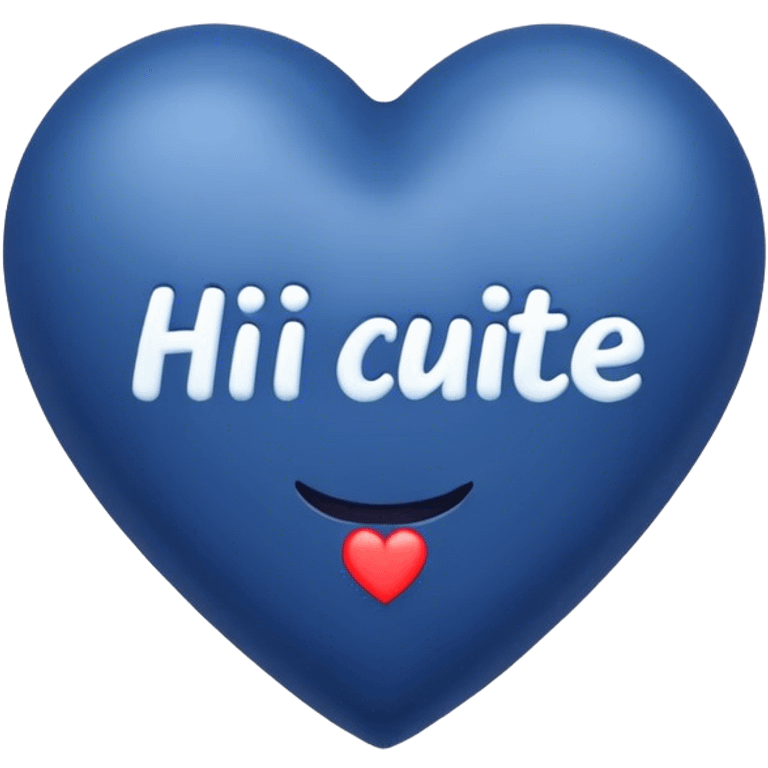 Dark Blue heart with the words Hi Cutie! in the middle  emoji