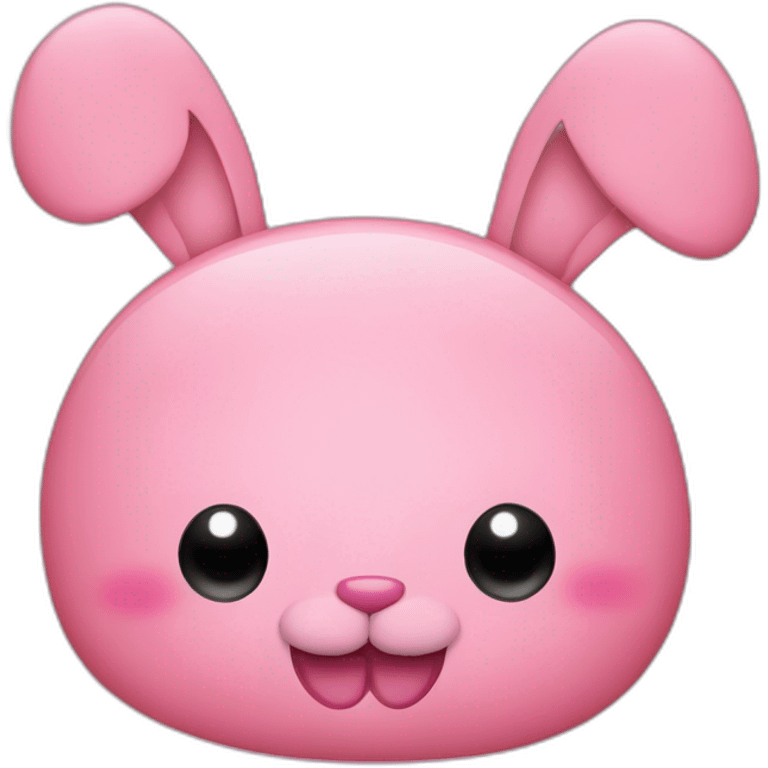 pink bunny with white big moustache and a round pink nose and a big smile emoji