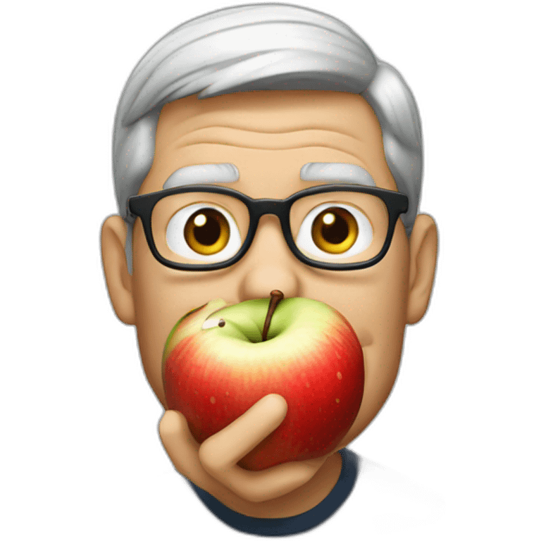 Tim Cook eating an apple emoji