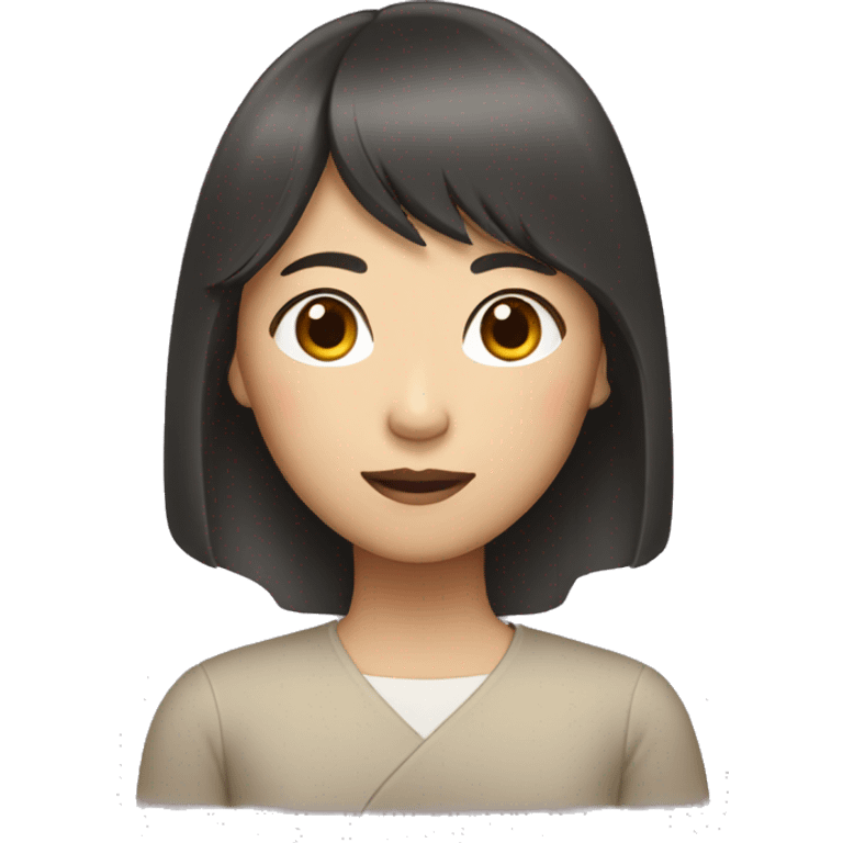 asian woman with bang and brown long hair emoji