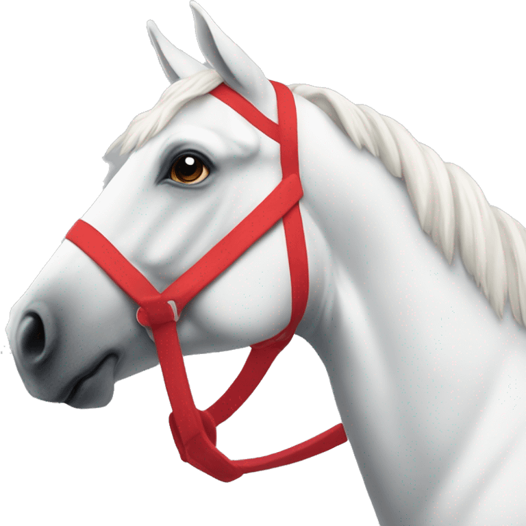 a white horse wearing a crimson footbal jersey emoji