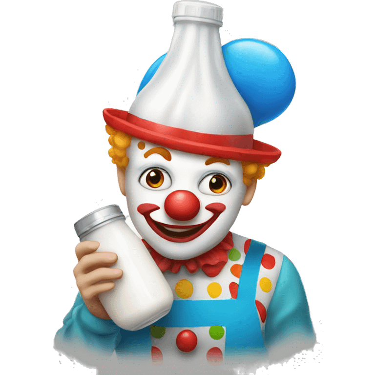 a clown holding a milk cap emoji