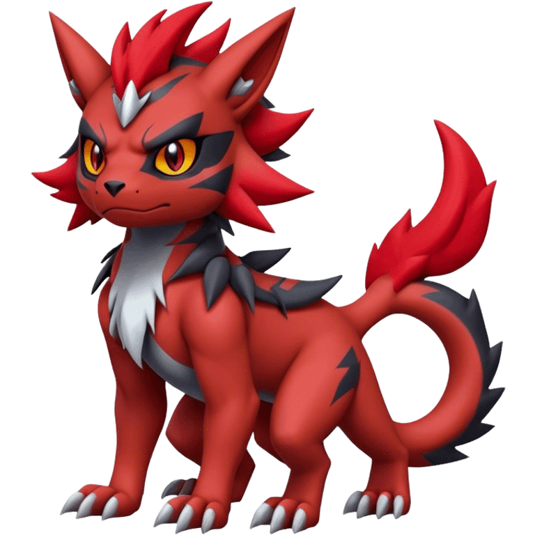 Edgy Cool Beautiful Guilmon-Litten-Zoroark, full body emoji