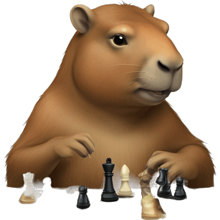 Capibara with chess playing chess emoji