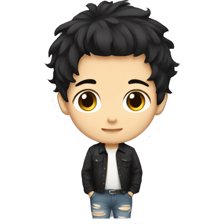 Chibi boy black hair  emoji