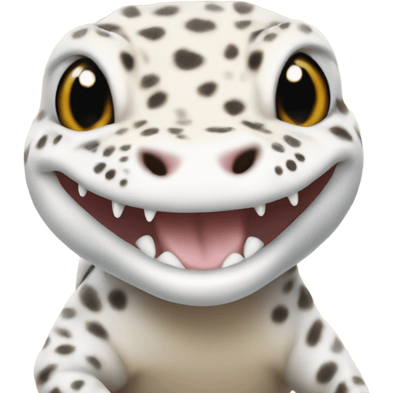 White leopard gecko smiling emoji