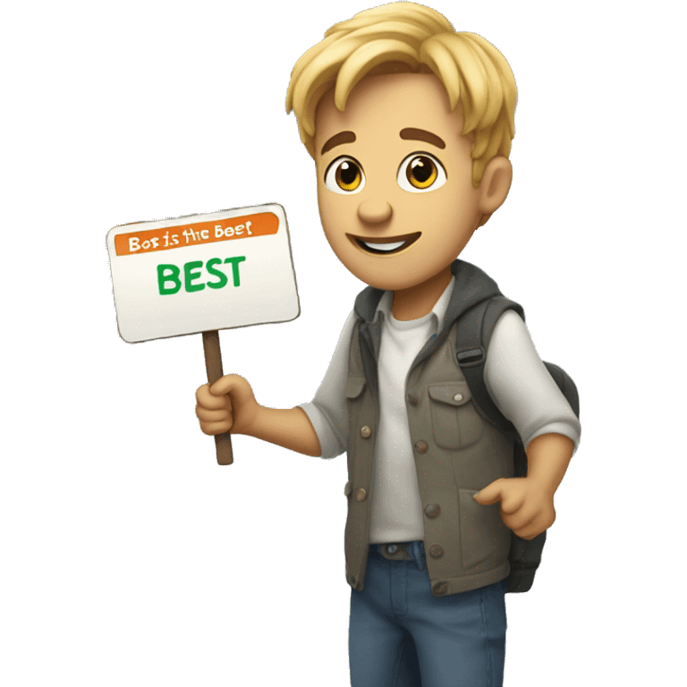 an animated character holding "NEWT is the best" sign board emoji