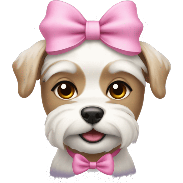 Grandma girl dog with pink bow emoji