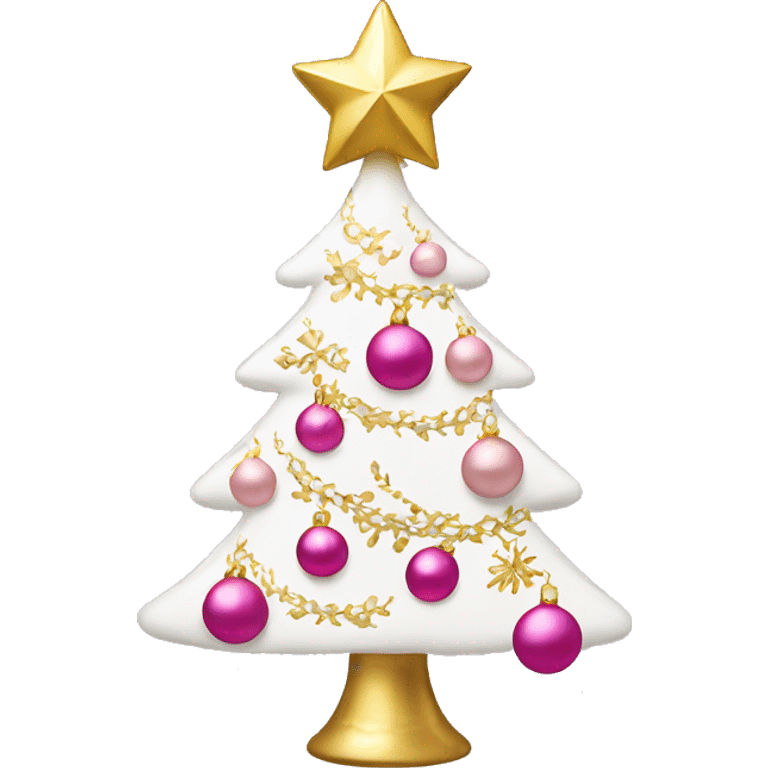 White Christmas tree with pink and gold ornaments  emoji