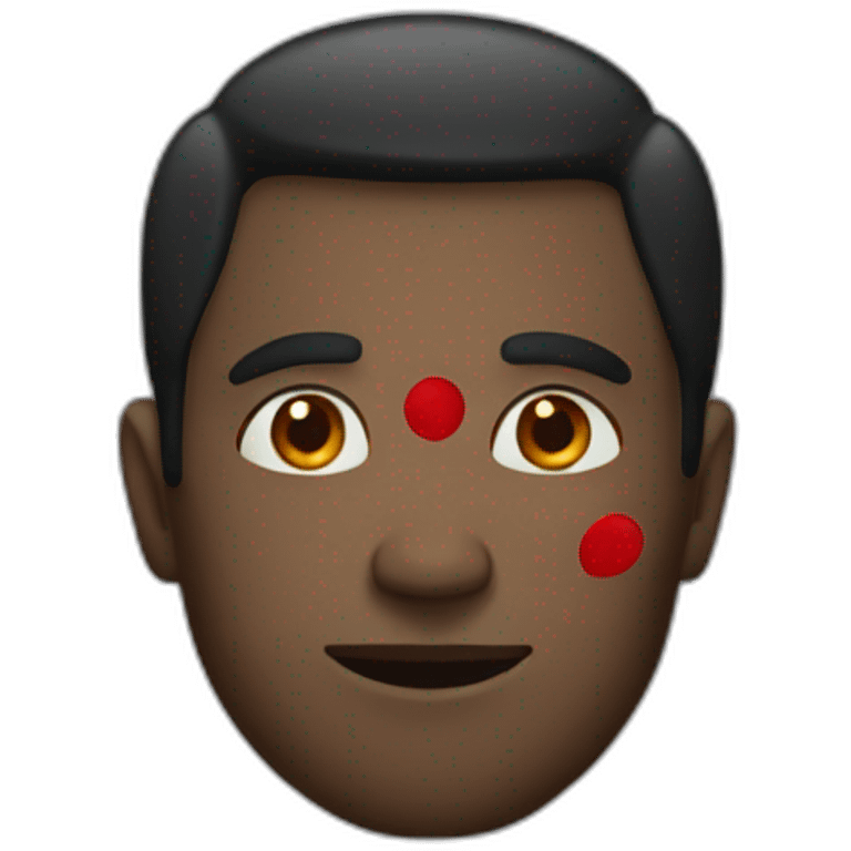 man with red spot on face emoji