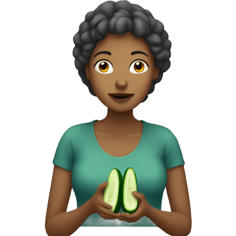 woman eating
 cucumber emoji