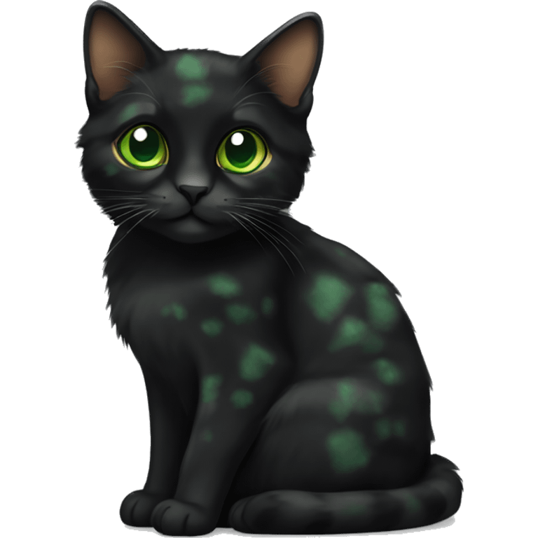 more black tortoiseshell cat with green eyes  emoji