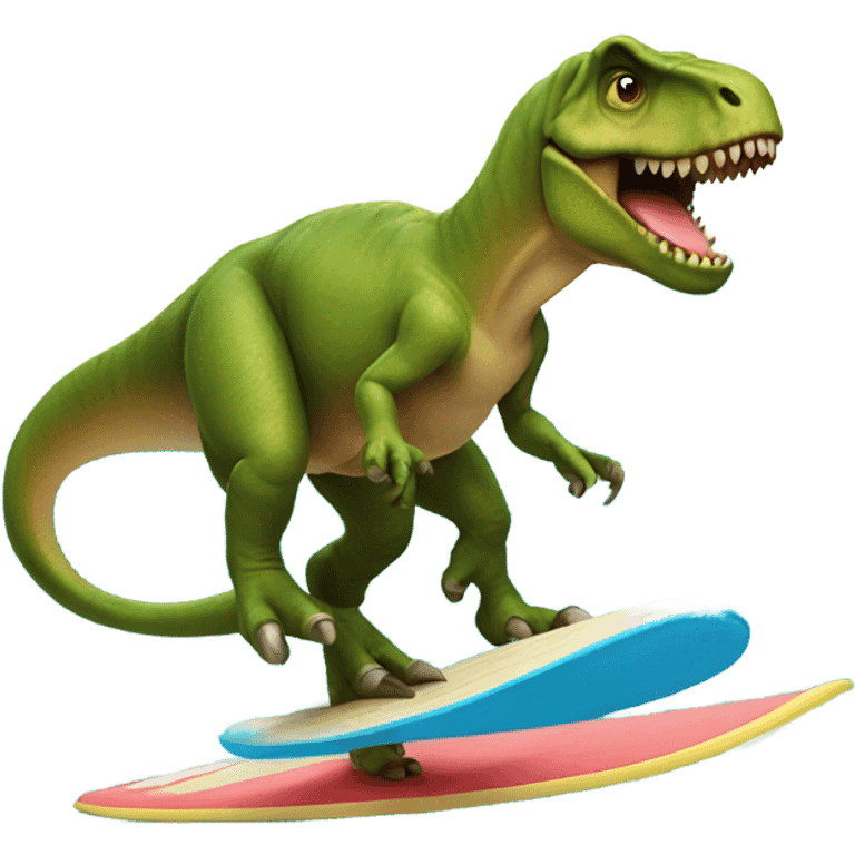 Trex riding surfboard emoji