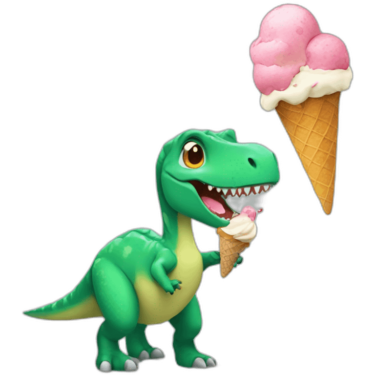 dinosaur with icecream emoji