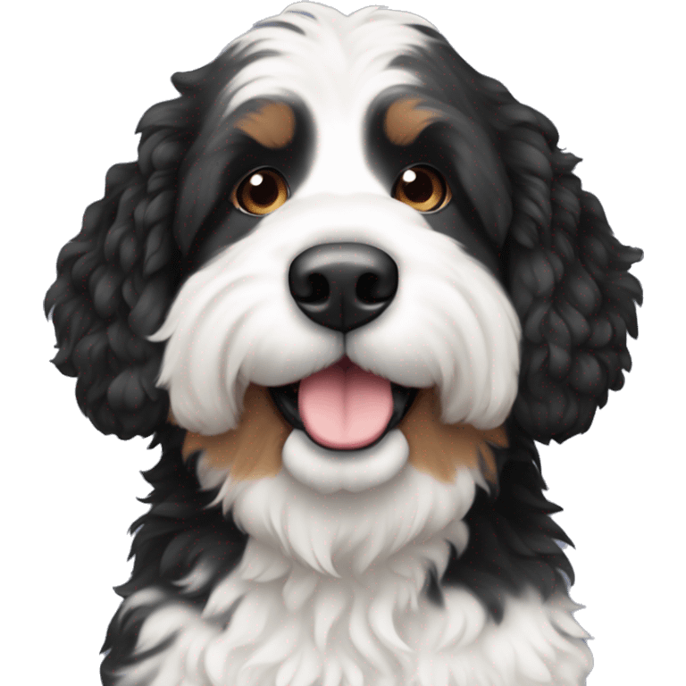 Black white bernedoodle emoji