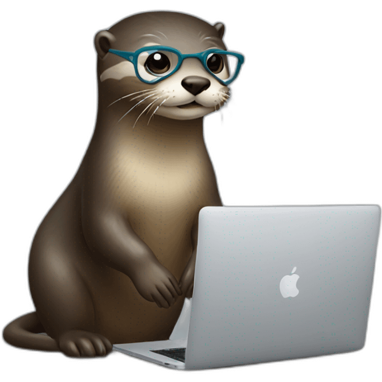 female vet otter with glasses use a macbook emoji