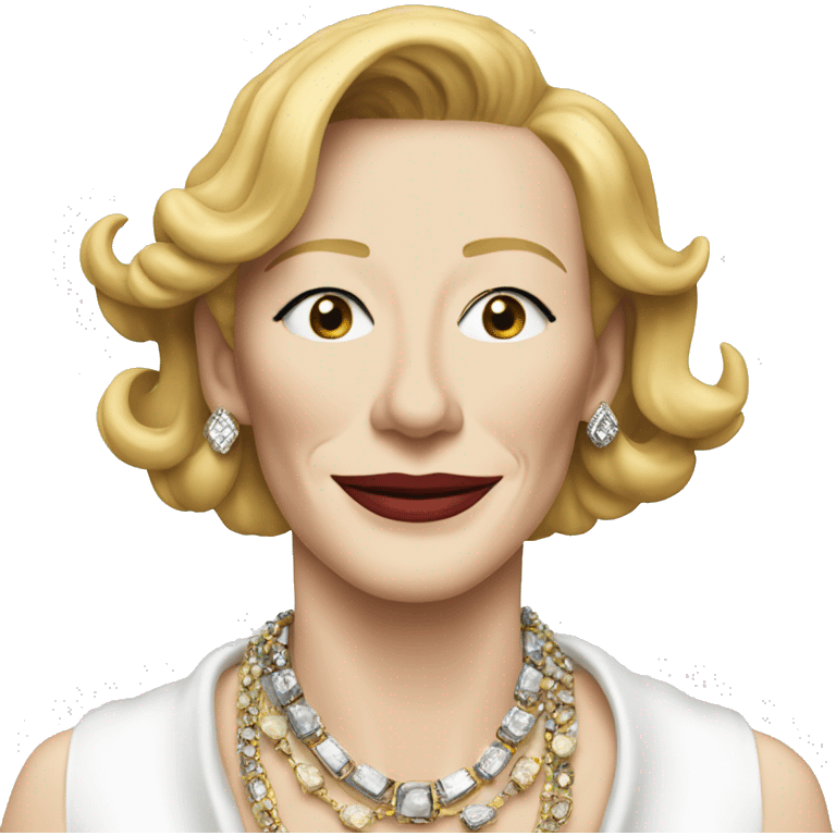 carol aird (cate blanchett)  with jewelry and cigarettes emoji