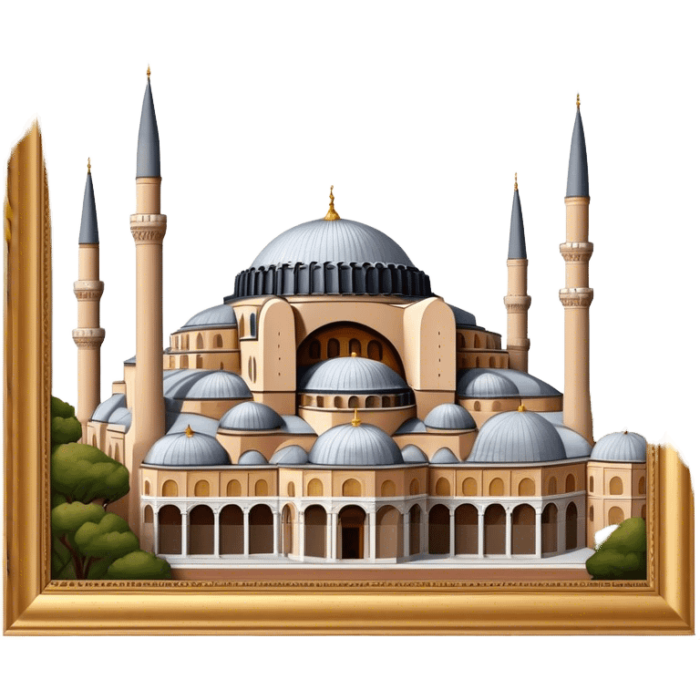 Cinematic Realistic Hagia Sophia Landmark Emoji, depicted with the majestic historic architecture rendered with intricate detail and dramatic, timeless lighting. emoji