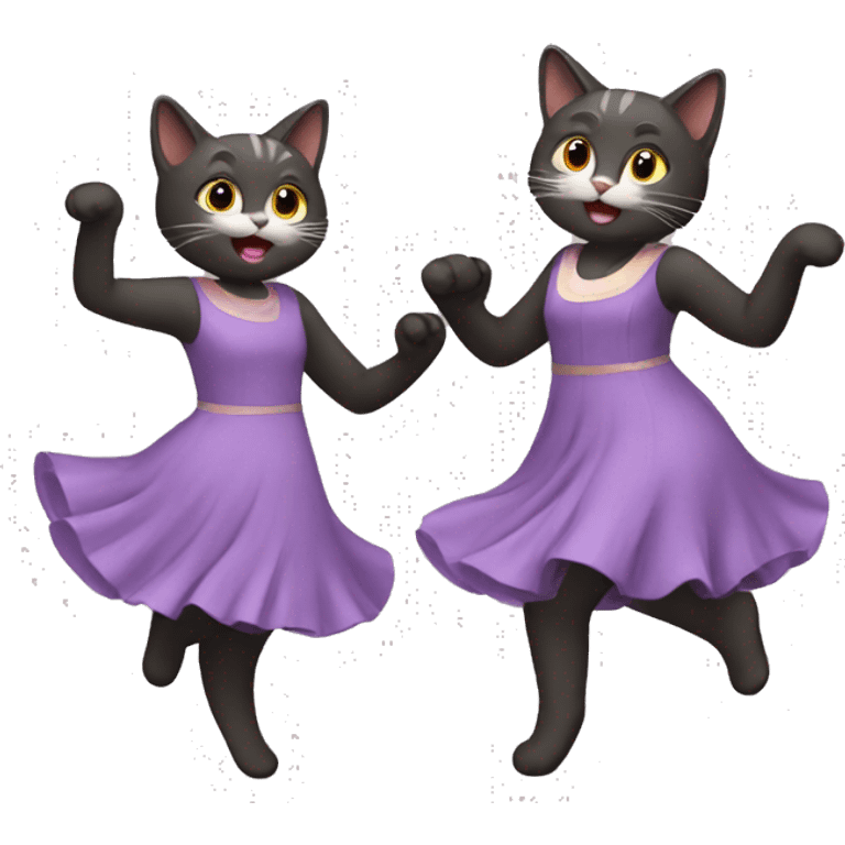 two girl cats dancing emoji