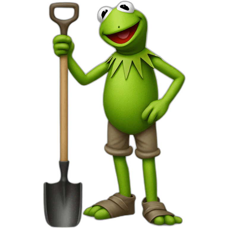 Kermit, the frog with an￼ shovel emoji