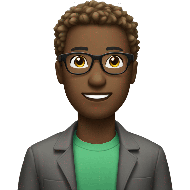 black male with spikey hair and glasses and white female with brown wavy hair , green eyes and glasses emoji