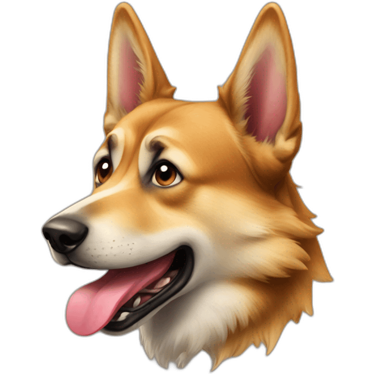 Crazy alsatian with the tongue outside emoji