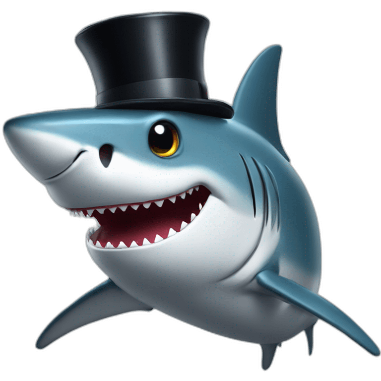 Shark with a top hat emoji