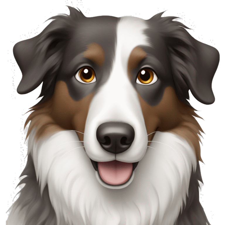 Bordercollie with brown and grey areas in white face more white emoji