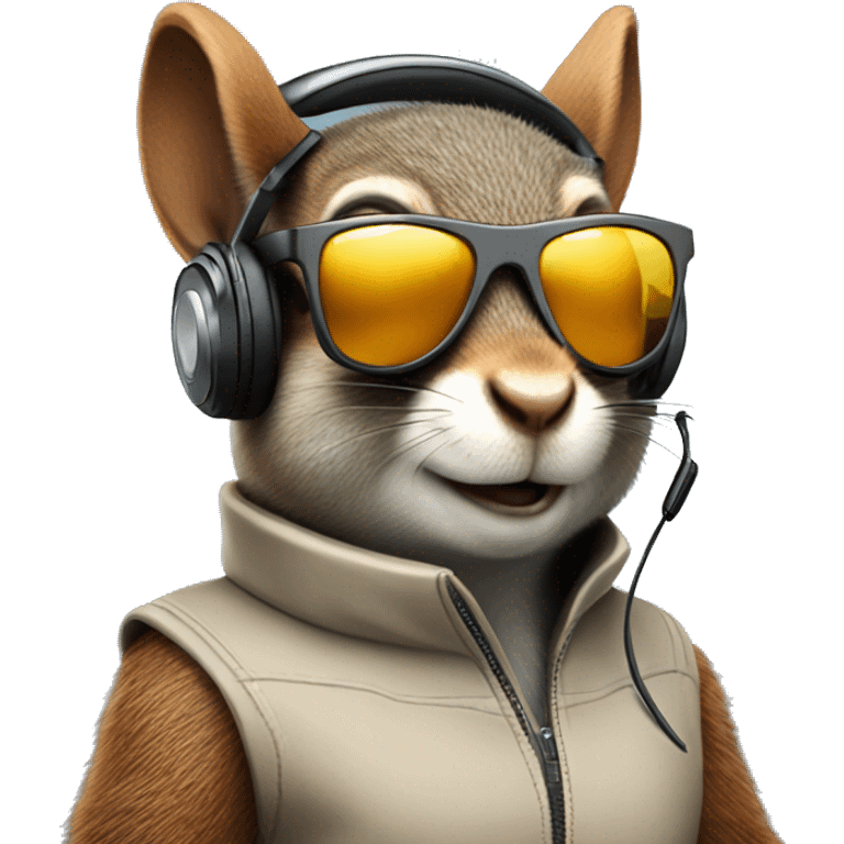 secret agent squirrel wearing sunglasses and headphones emoji