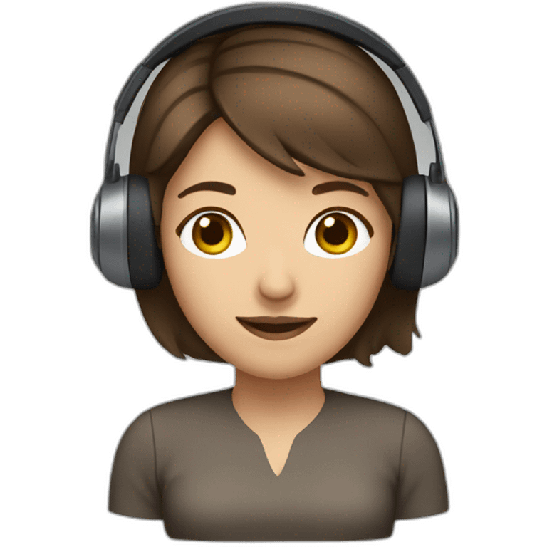 headset woman, brown hair emoji