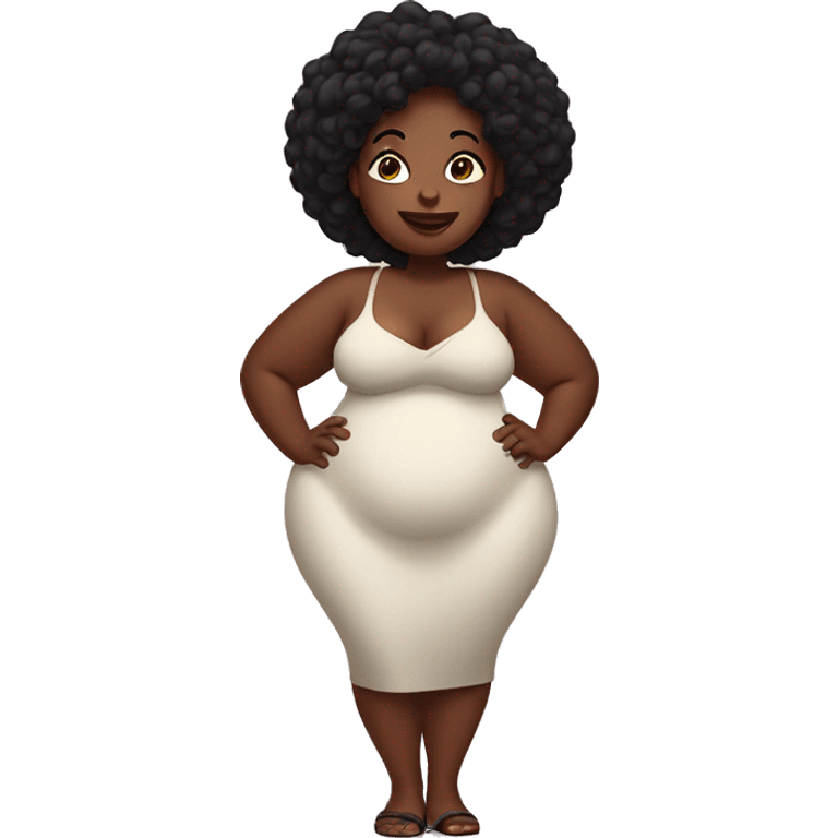 Curvy black woman with a giant belly emoji