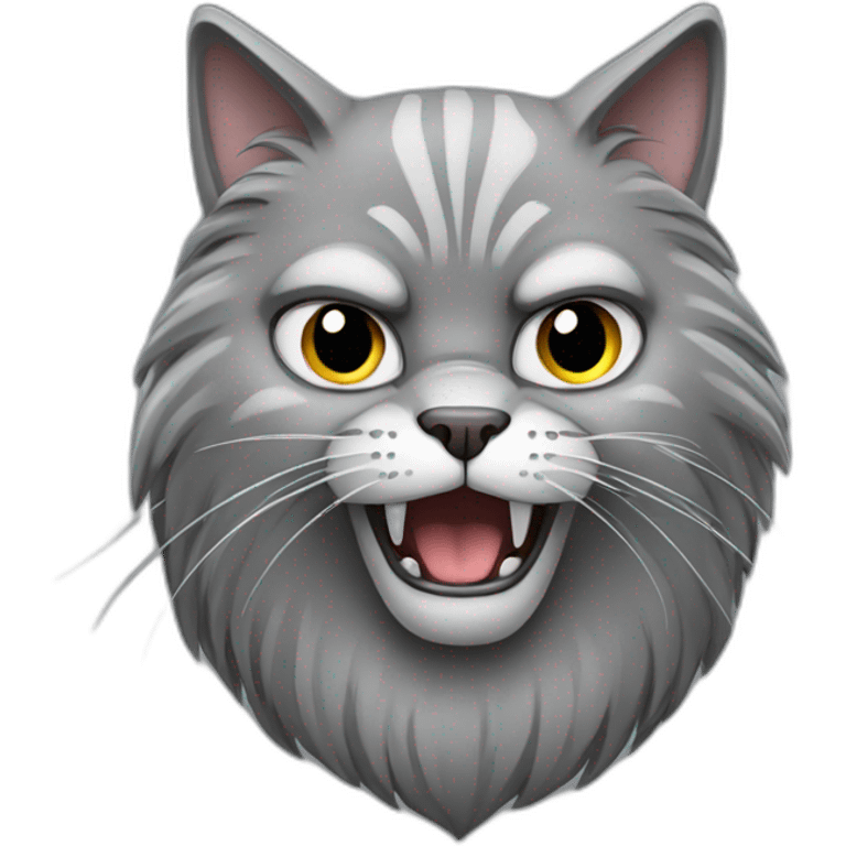 angry gray cat with long furr emoji