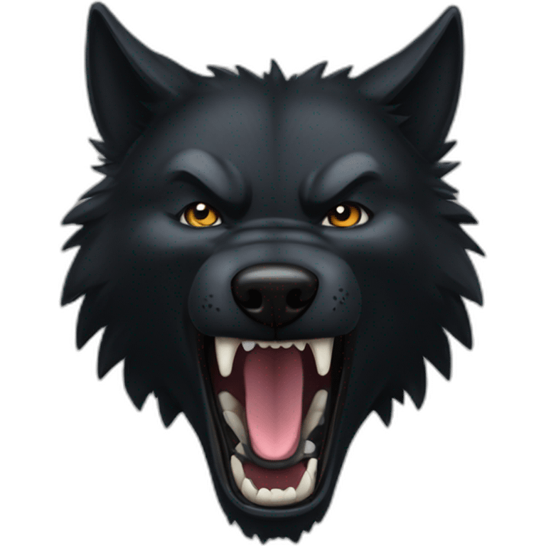 Black wolf growling  emoji